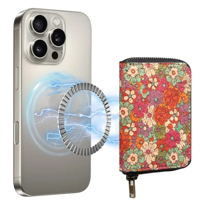 Portefeuille Fleuri MagSafe Rouge | Bloom Zip