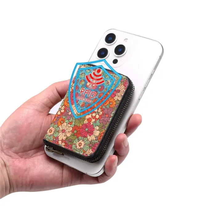 Portefeuille Fleuri MagSafe Rouge | Bloom Zip