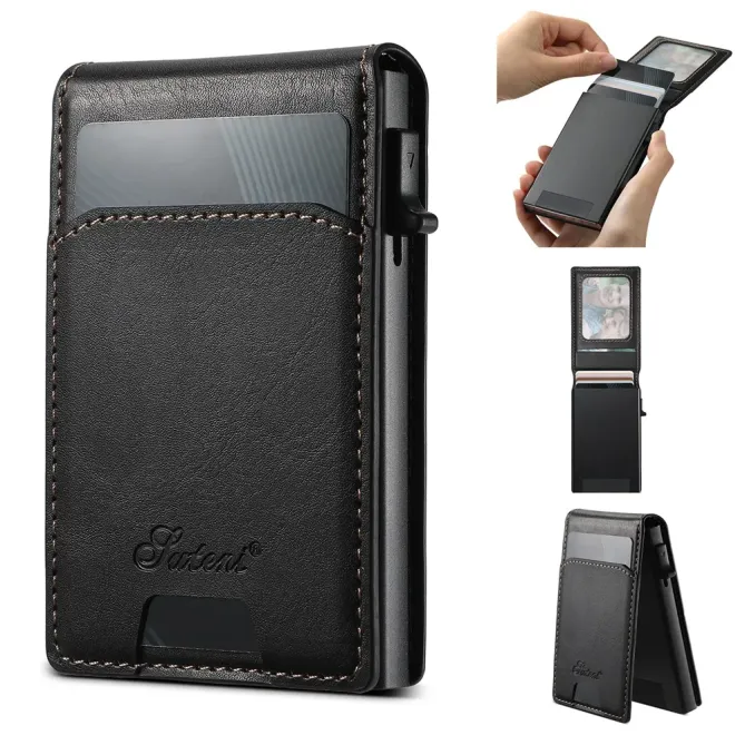 Porte-cartes Magnétique Effet Cuir Ciré SUTENI | 8 Cartes