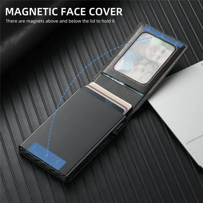 Porte-cartes Magnétique Effet Cuir Ciré SUTENI | 8 Cartes