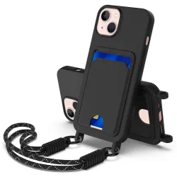 Coque avec Mini Cordon iPhone 14 Silicone et Porte-carte