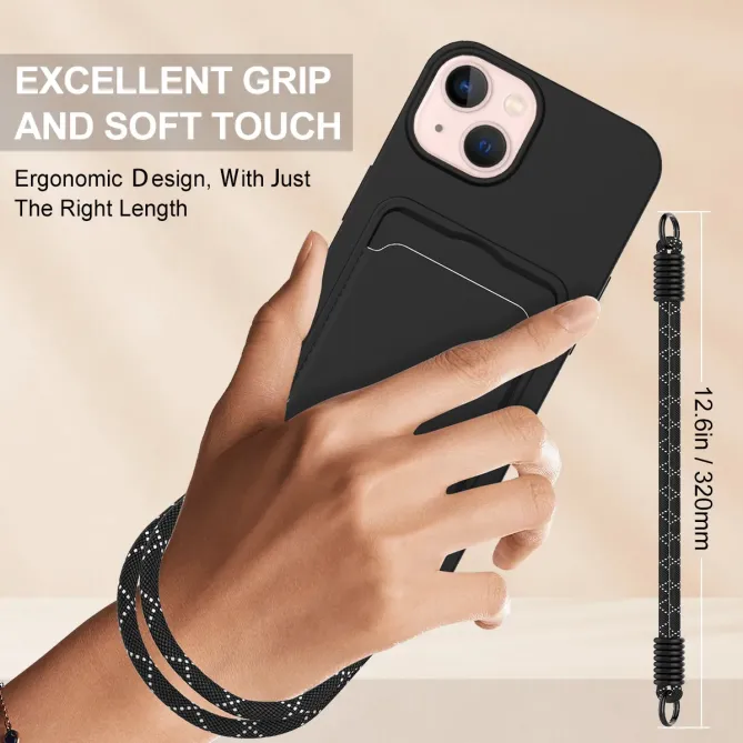 Coque avec Mini Cordon iPhone 14 Silicone et Porte-carte