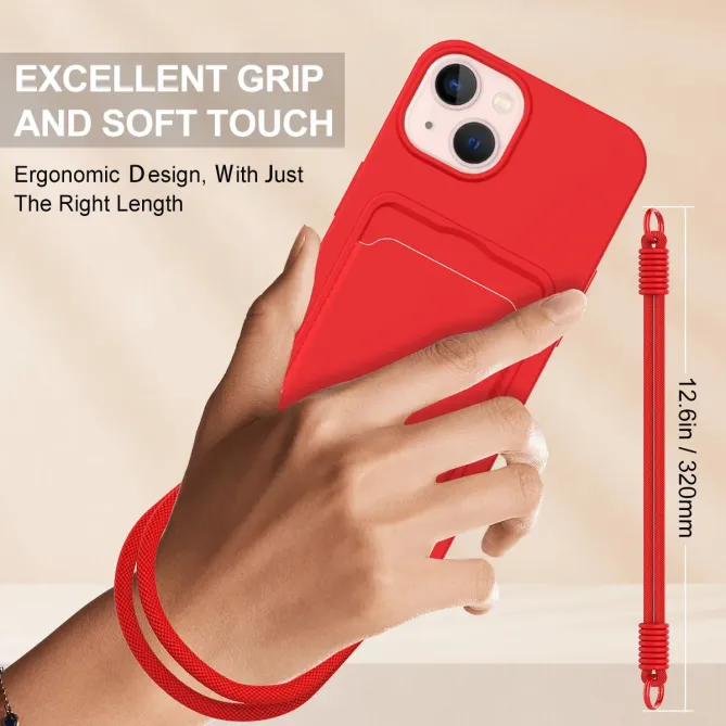 Coque avec Mini Cordon iPhone 14 Silicone et Porte-carte