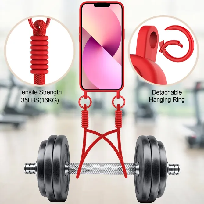 Coque avec Mini Cordon iPhone 14 Silicone et Porte-carte