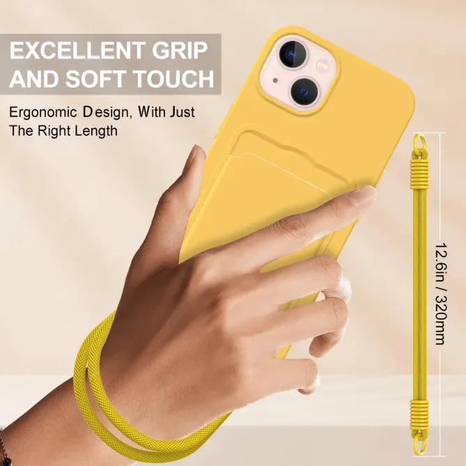Coque avec Mini Cordon iPhone 14 Silicone et Porte-carte