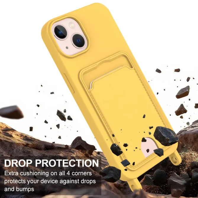 Coque avec Mini Cordon iPhone 14 Silicone et Porte-carte