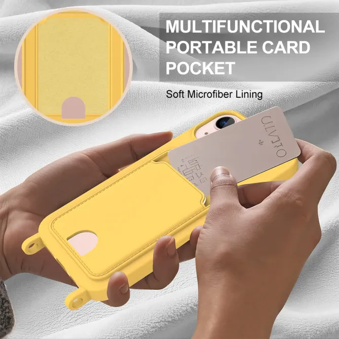 Coque avec Mini Cordon iPhone 14 Silicone et Porte-carte