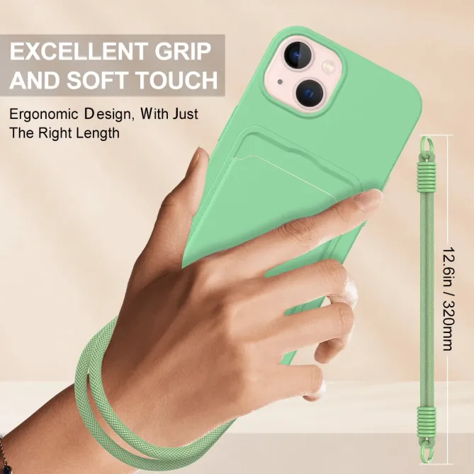 Coque avec Mini Cordon iPhone 14 Silicone et Porte-carte