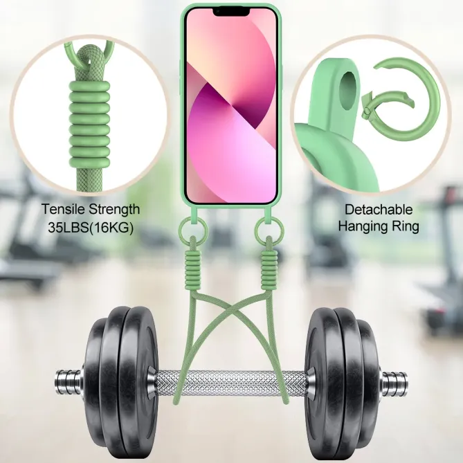 Coque avec Mini Cordon iPhone 14 Silicone et Porte-carte