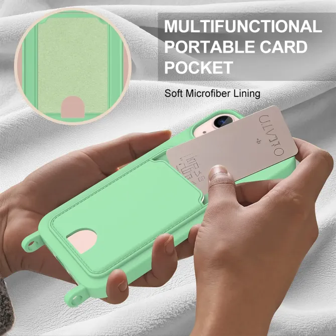 Coque avec Mini Cordon iPhone 14 Silicone et Porte-carte