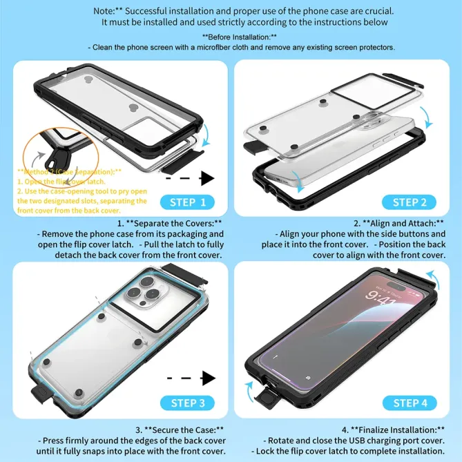 Coque étanche iPhone 17/16/15 Pro 6,3" | IP68 30 m