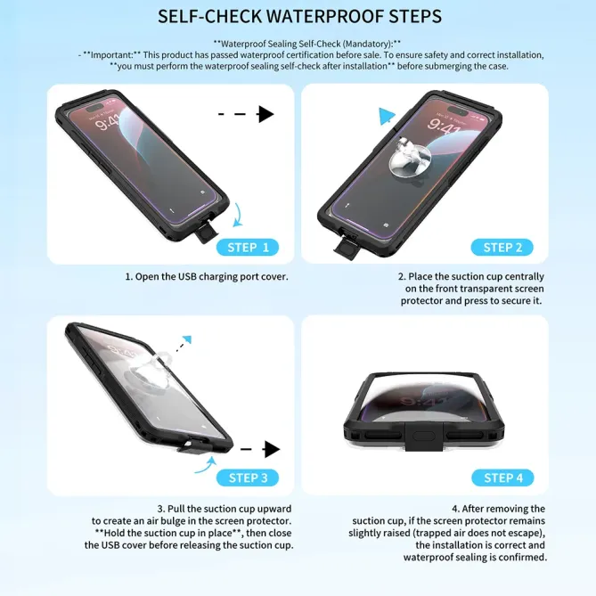 Coque étanche iPhone 17/16/15 Pro 6,3" | IP68 30 m