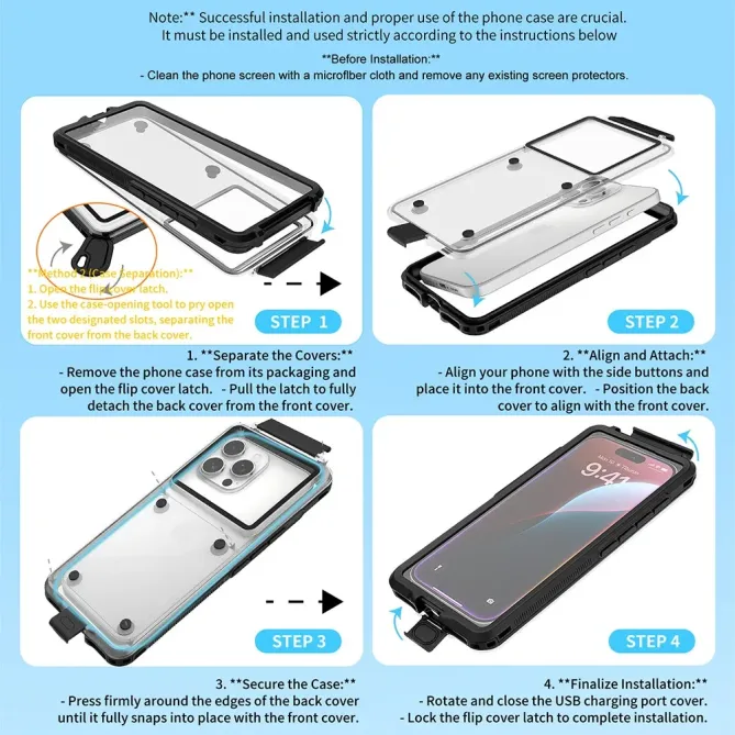 Coque étanche iPhone 17 Pro Max / 15 Pro Max / 14 Pro Max | IP68 30 m