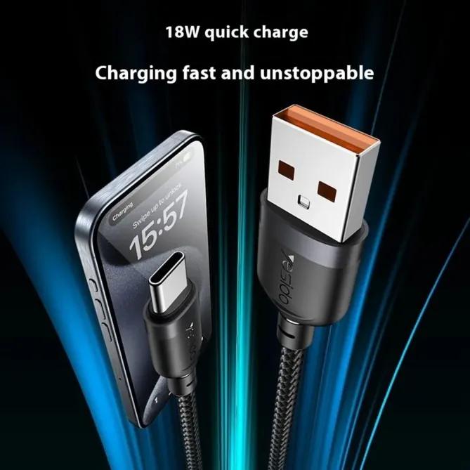 Câble USB-A / USB-C 3m tressé | 3A 18W
