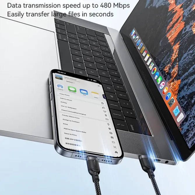 Câble USB-A / USB-C 1,2m tressé | 3A 18W