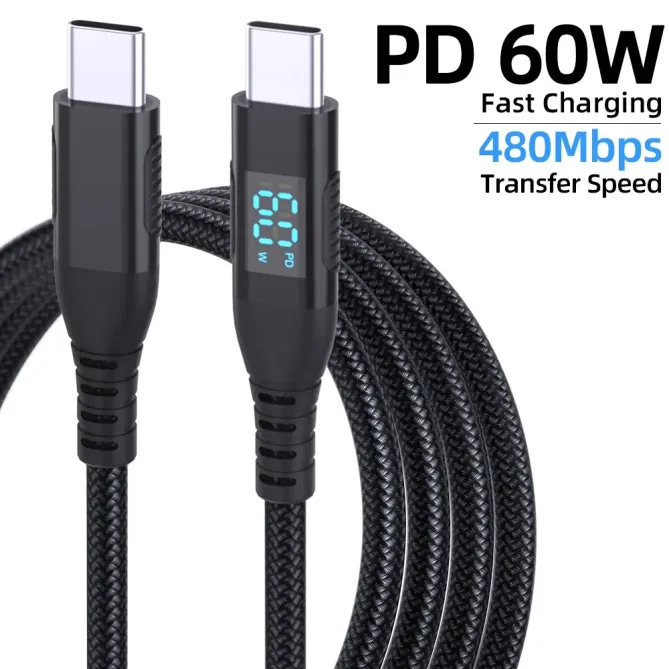 Câble USB-C / USB-C 3m | 60W + affichage digital