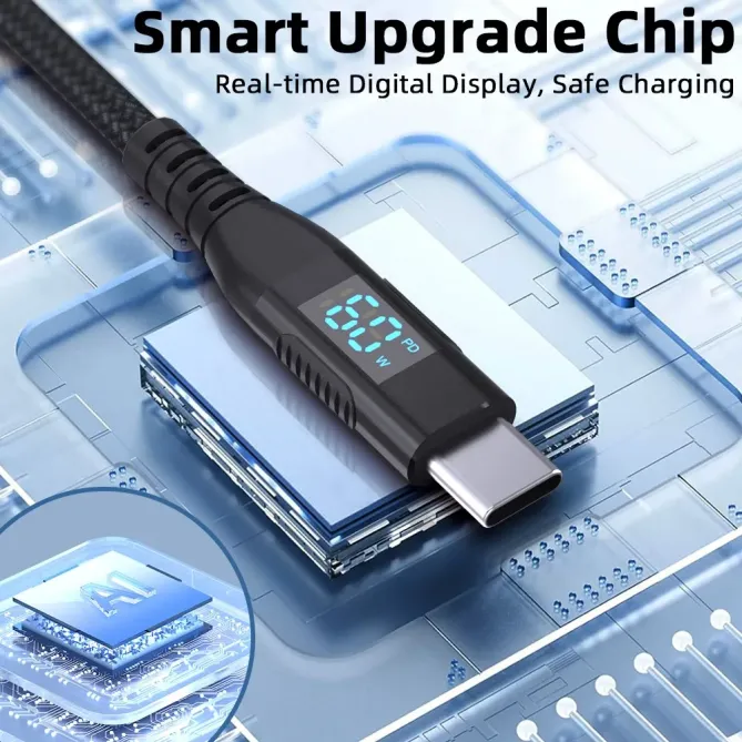 Câble USB-C / USB-C 3m | 60W + affichage digital