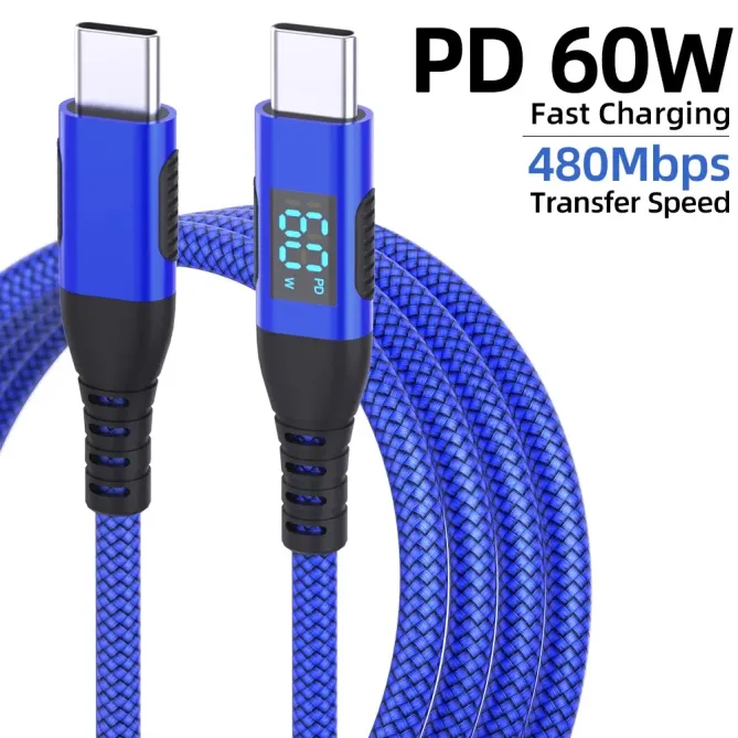 Câble USB-C / USB-C 3m | 60W + affichage digital