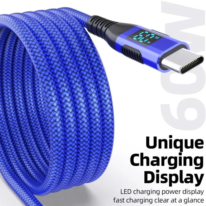 Câble USB-C / USB-C 3m | 60W + affichage digital