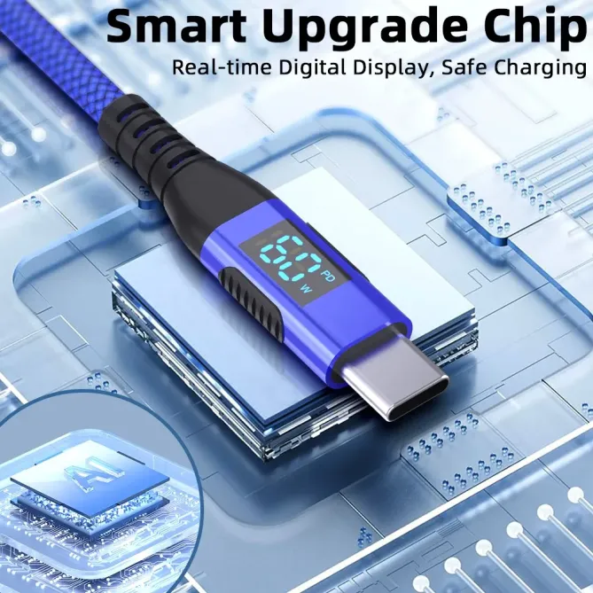 Câble USB-C / USB-C 3m | 60W + affichage digital