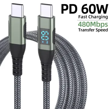 Câble USB-C / USB-C 3m | 60W + affichage digital Gris Foncé - photo 18