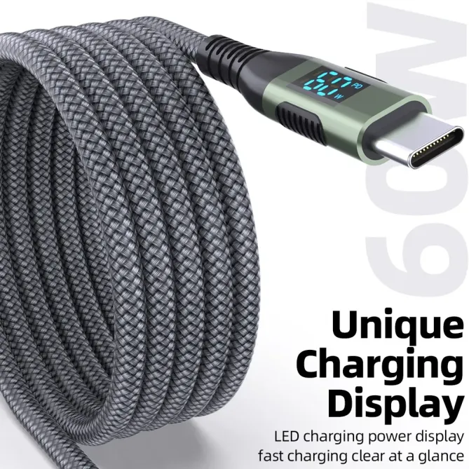 Câble USB-C / USB-C 3m | 60W + affichage digital