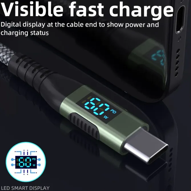 Câble USB-C / USB-C 3m | 60W + affichage digital