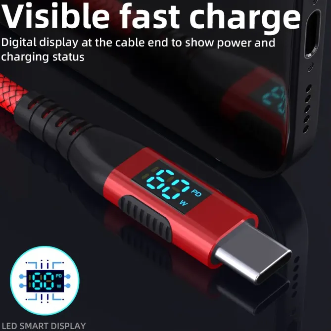 Câble USB-C / USB-C 3m | 60W + affichage digital