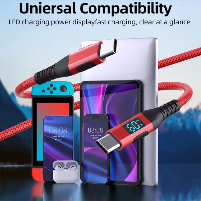 Câble USB-C / USB-C 3m | 60W + affichage digital