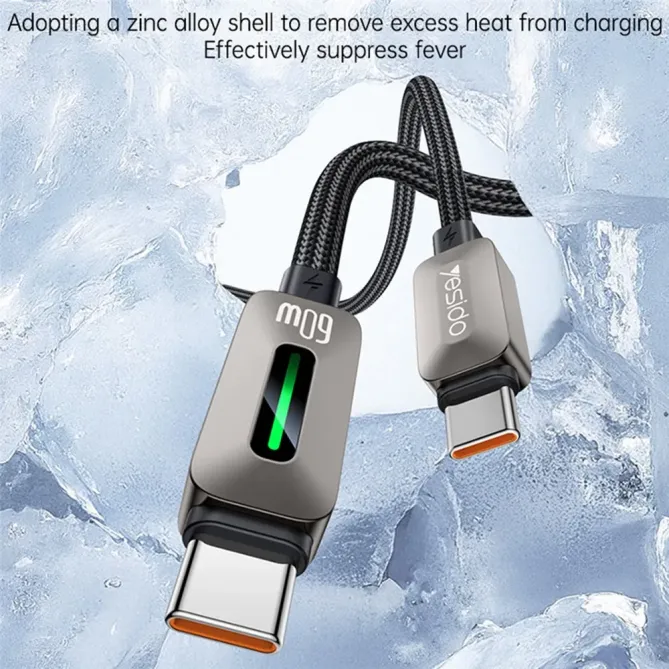 Câble USB-C / USB-C 1,2m tressé | 60W effet lumineux