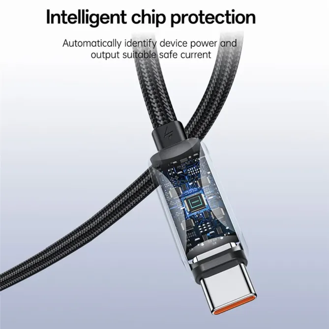 Câble USB-C / USB-C 1,2m tressé | 60W effet lumineux