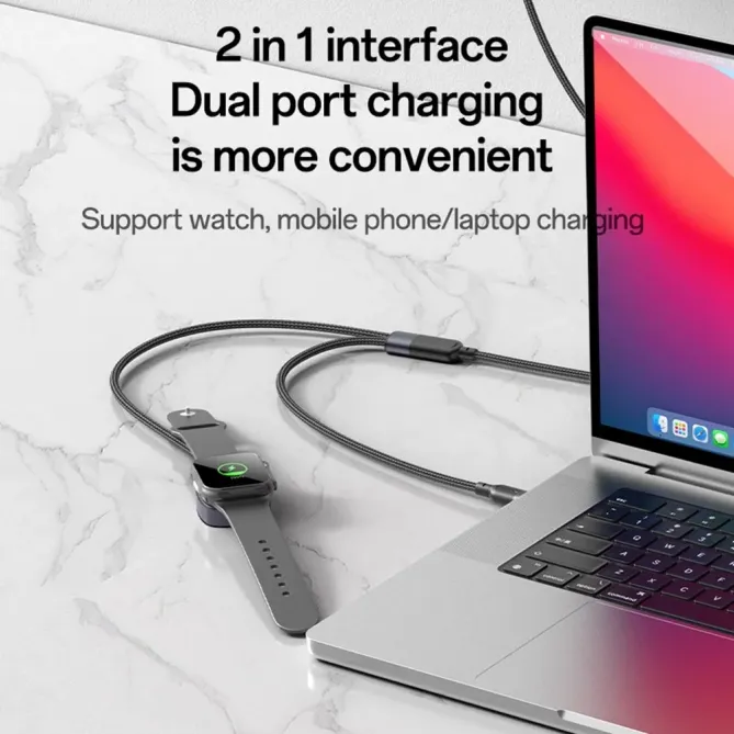 Câble 2-en-1 USB-C / montre | 60W fast charge