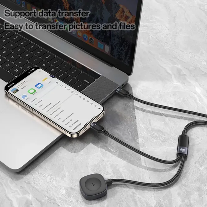 Câble 2-en-1 USB-C / montre | 60W fast charge