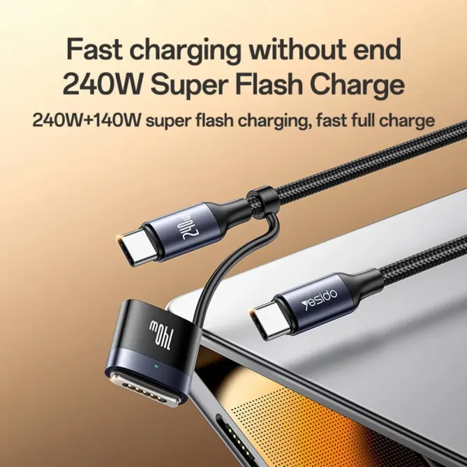 Câble 2-en-1 USB-C / magnétique | 240W/140W tressé