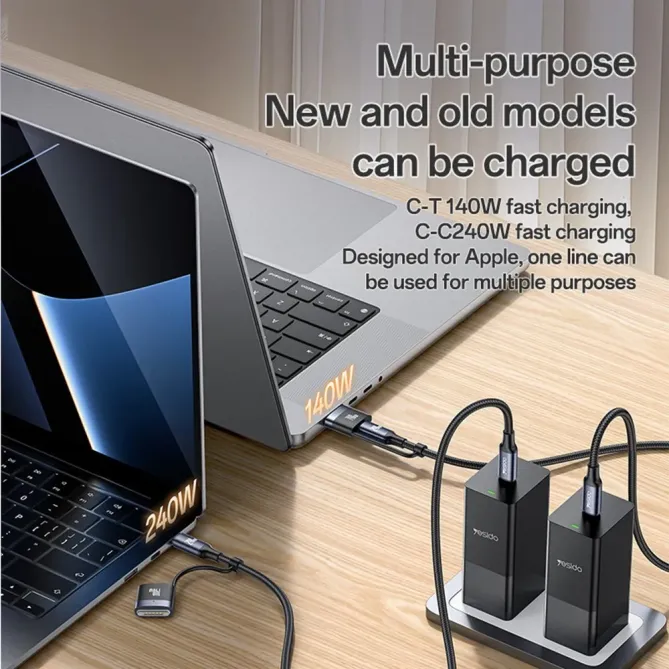 Câble 2-en-1 USB-C / magnétique | 240W/140W tressé