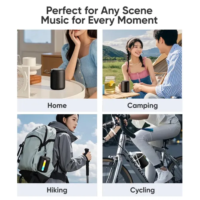 Enceinte BT tissu lumineuse | Son stéréo & multi-connexion