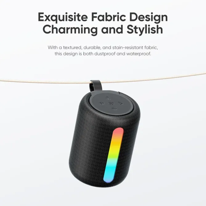 Enceinte BT tissu lumineuse | Son stéréo & multi-connexion