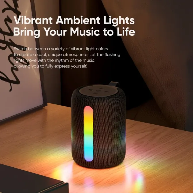 Enceinte BT tissu lumineuse | Son stéréo & multi-connexion