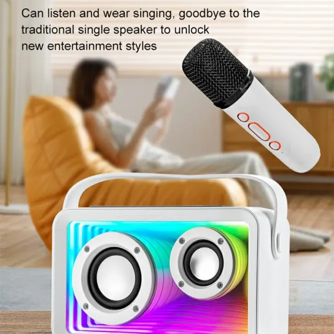 Enceinte karaoke mini 2 micros | RGB & BT 5.3