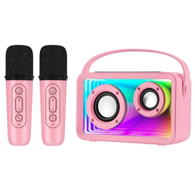 Enceinte karaoke mini 2 micros | RGB & BT 5.3