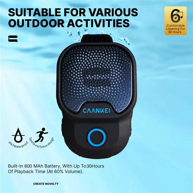 Mini enceinte sport waterproof IPX7 | Clip portable, 30h autonomie, EN