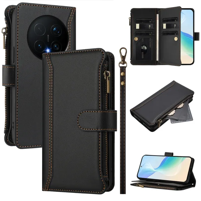 Housse Honor Magic 8 Pro avec Lanière | 9 Cartes à Fermeture Zippée