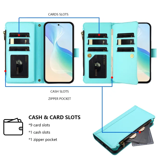 Housse Honor Magic 8 Pro avec Lanière | 9 Cartes à Fermeture Zippée