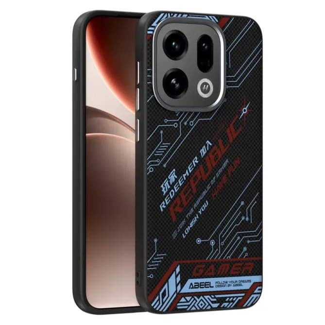 Coque Oppo Find X9 5G Design Circuit Bleu et Rouge
