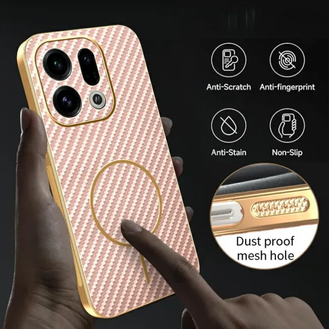 Coque Oppo Find X9 5G Texture Carbone MagSafe