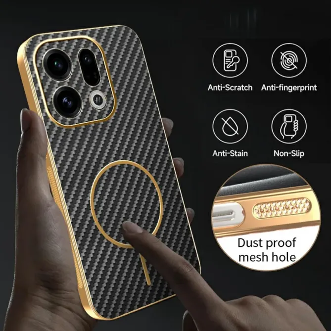 Coque Oppo Find X9 5G Texture Carbone MagSafe