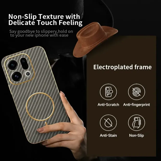 Coque Oppo Find X9 5G Texture Carbone MagSafe