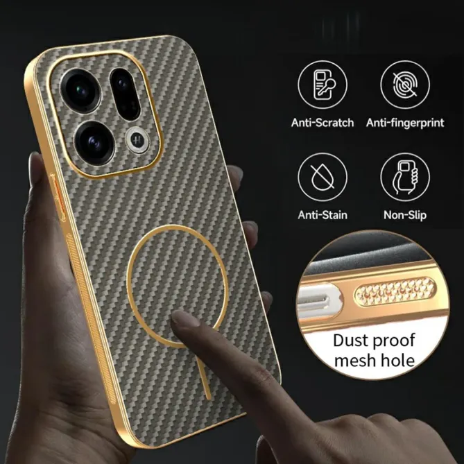 Coque Oppo Find X9 5G Texture Carbone MagSafe