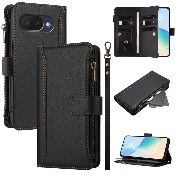 Housse Google Pixel 10a avec Lanière | 9 Cartes à Fermeture Zippée