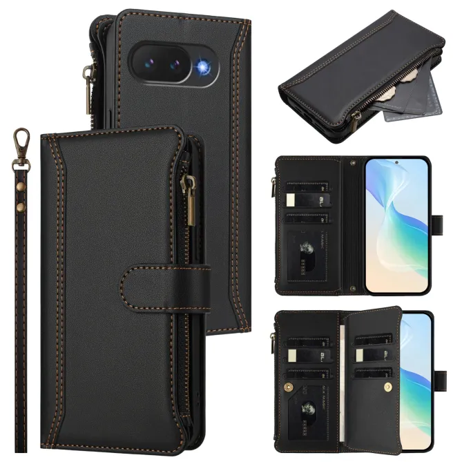 Housse Google Pixel 10a avec Lanière | 9 Cartes à Fermeture Zippée
